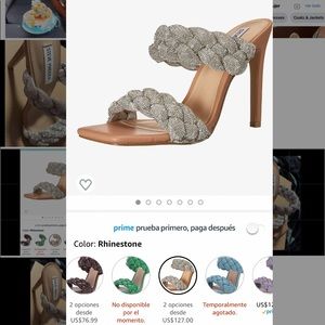 Steve madden rhinestone heels 9,  They run small, I think they fit an 8.